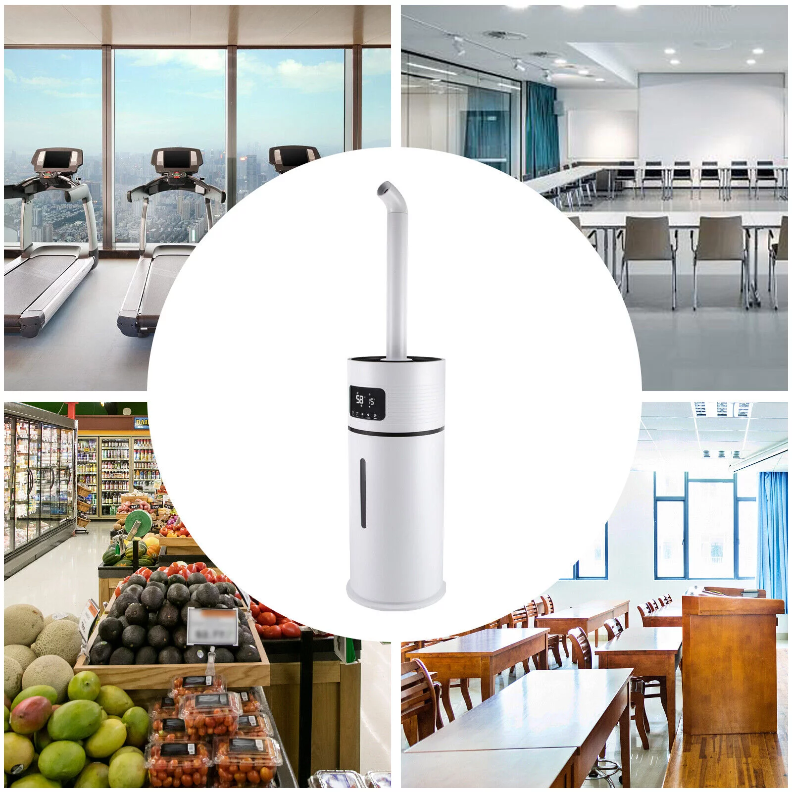 4Gal Ultrasonic Mist Humidifier - White Commercial Large Humidifiers Style 360° Whole-House Remote Control