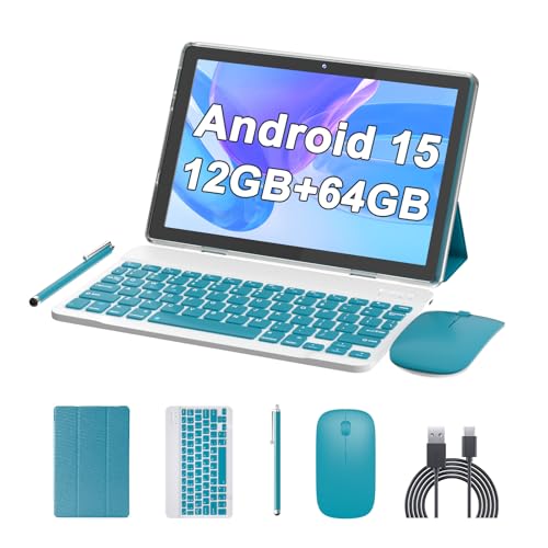 10 Inch Tablet Android 15(NOT GO) Tablets 2 in 1 tablet With keyboard 12GB RAM+64GB ROM(Supports 1TB expansion) Tableta 2MP+8MP Camera 6000mAh Battery Mouse/Case/Stylus 5G Wifi-6 10.1