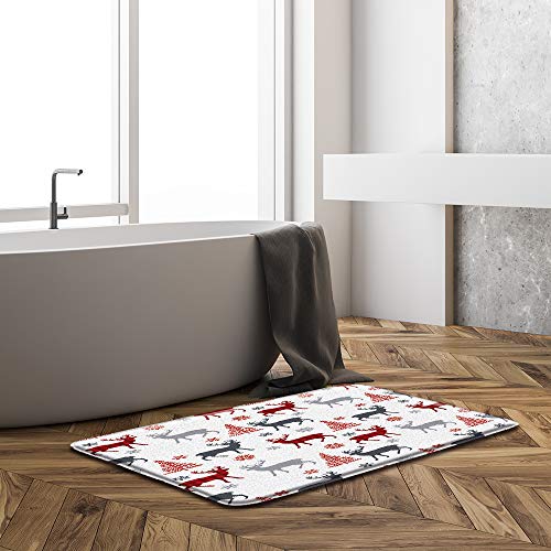 Christmas Tree 3 Piece Bath Rug Sets,Colorful Xmas Trees Red Stars Snow Snowflake Cartoon Winter Holiday Festival Teens 17.8