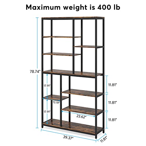 Tribesigns 79 inches Tall Bookshelf Bookcase, 8-Tier Staggered Bookcase, Modern Freestanding Open Book Shelves, Wide Wood Etagere Shelving Unit Display Shelf for Living Room