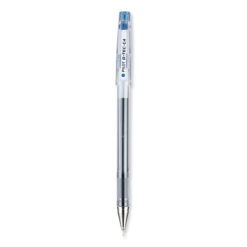 Pilot G-TEC-C Ultra Gel Pen, Stick, Extra-Fine 0.4 mm, Blue Ink, Clear Barrel, Dozen, Each