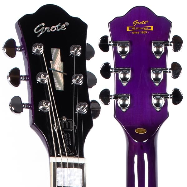 GROTE Jazz Electric Guitar Semi-Hollow Body Trapeze Tailpiece Bridge Guitar Gig Bag (Black)