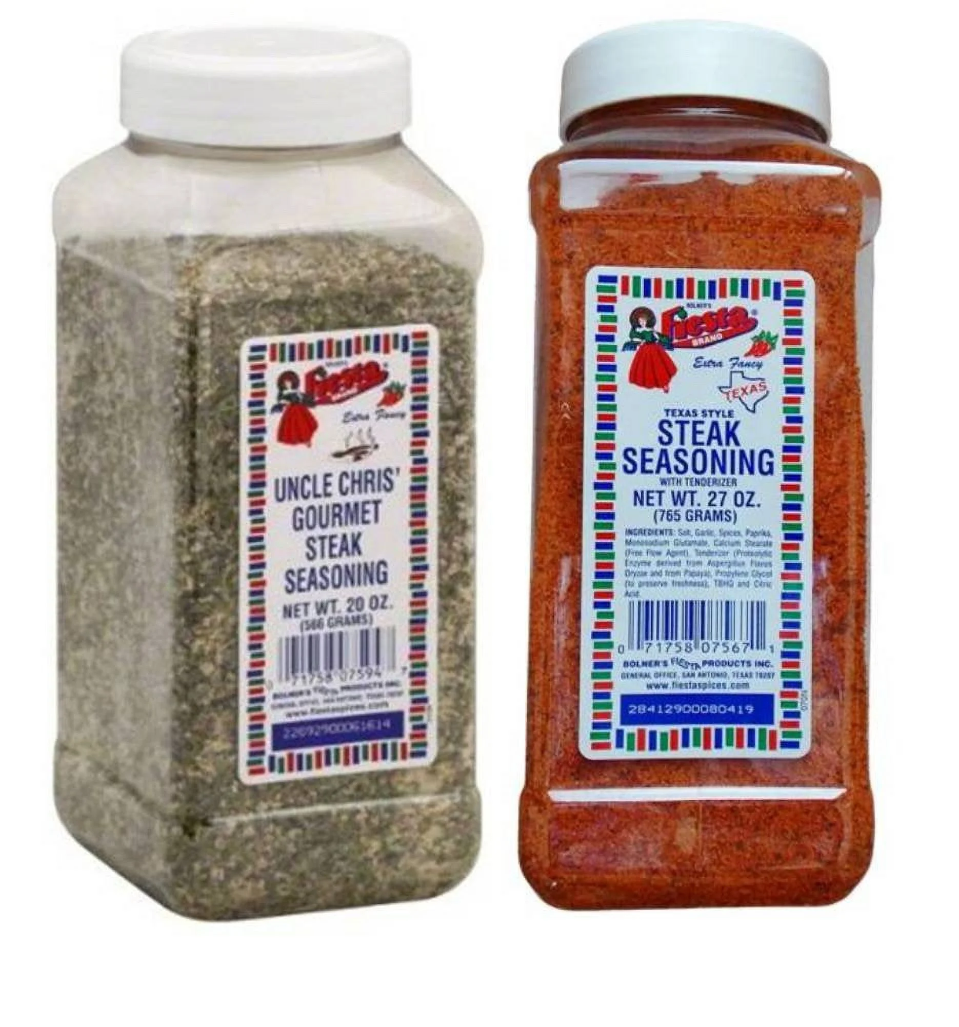 Bolner's Fiesta Uncle Chris Steak and Texas Steak Seasoning Bundle, 20-27 Oz. Ea.