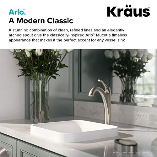 KRAUS KVF-1200BG Arlo™ Brushed Gold Tall Vessel Bathroom Faucet with Pop-Up Drain