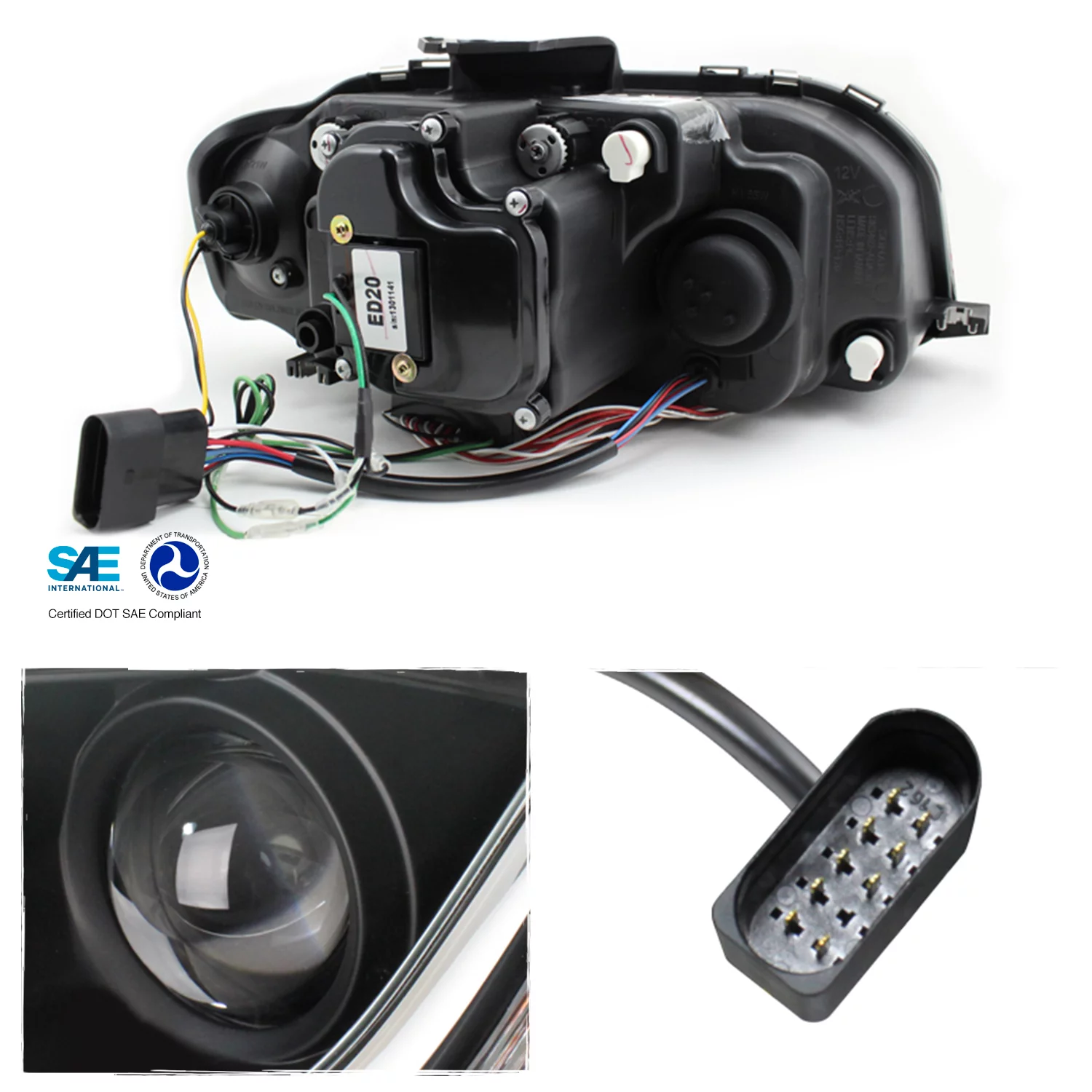 AKKON - For 2006-2008 Audi A3 Upgraded LED Tube DRL Projector Headlights Head Lamp Assembly - Premium Black Housing