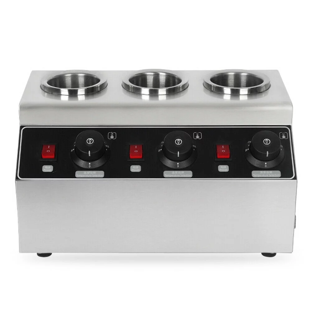 OUKANING 240W Electric Food Sauce Warmer Heater 3 Bottles Cheese Warmer Sauce Pump Dispenser Heat Preservation