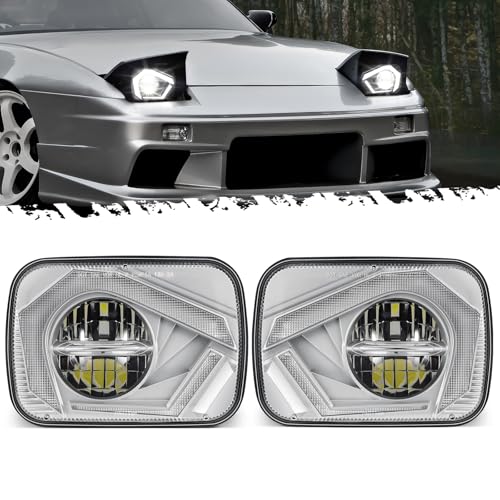 Partsam 2025 H6054 LED Headlights 7x6 5x7 Headlamp Hi/Low Sealed Beam Lights [DOT] [Start & End Animation] [Anti-glare] [DRL] [Sequential Turn Signal] Compatible with Cherokee XJ Wrangler YJ D21 etc