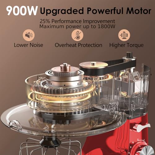 Kitchen in the Box Stand Mixer, 900W 8.5 QT Kitchen Electric Mixer, 10-Speed Large Capacity Tilt-head Food Mixer with Dough Hook, Wire Whip, Flat Beater & Splash Guard (Black)