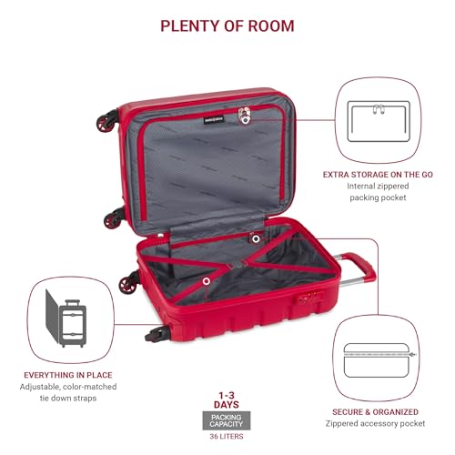 SwissGear 7366 Hardside Expandable Luggage with Spinner Wheels, White, Carry-On 19-Inch
