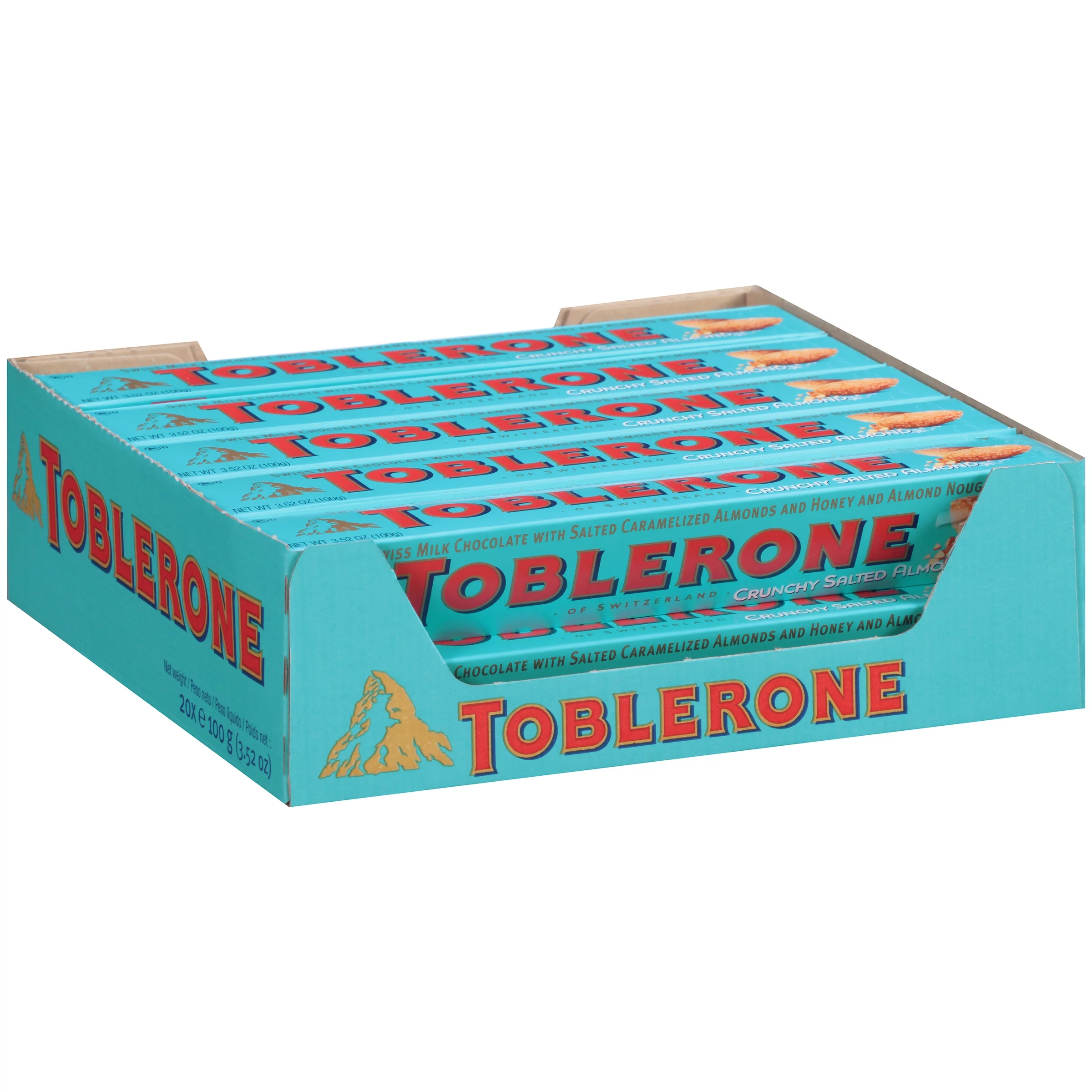 TOBLERONE CHOCOLATE BAR CRUNCHY ALMOND WITH SEA SALT 20X3.520 OZ