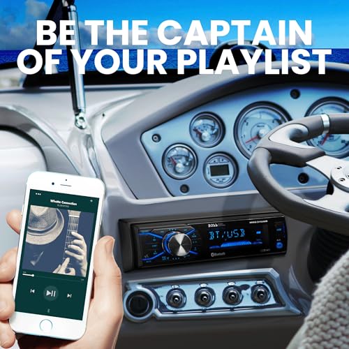 BOSS Audio Systems MCK632WB.6 Bluetooth Car Stereo Receiver with USB Port, 90W Dual Cone Speakers, Color Illumination, Weatherproofing, Media Playback, and Detachable Front Panel