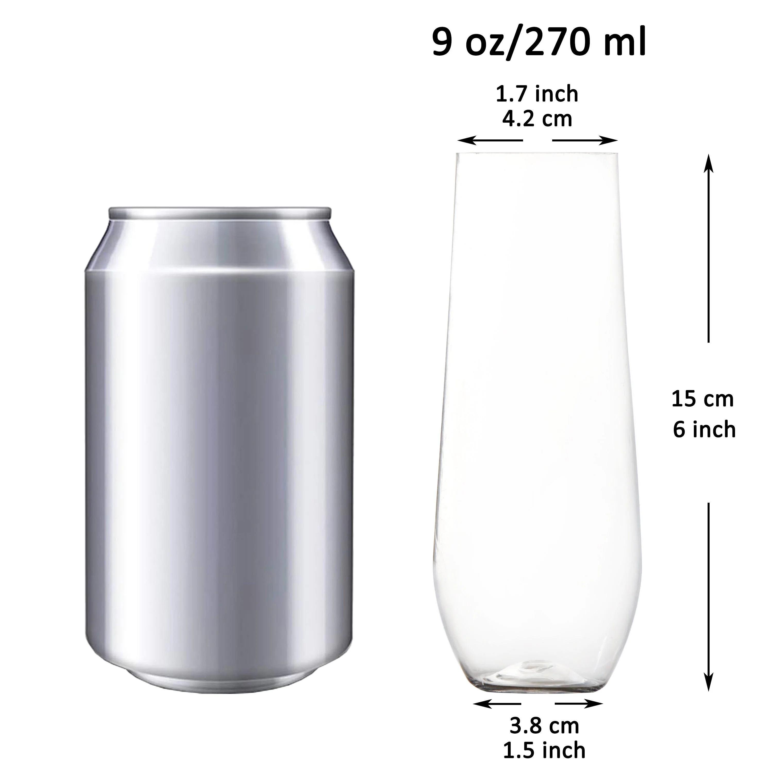 15 pack Shatterproof Champagne Flute 9 Ounce, Plastic Champagne Flutes, Champagne Glasses, Recyclable Champagne Plastic Cup YE391.552