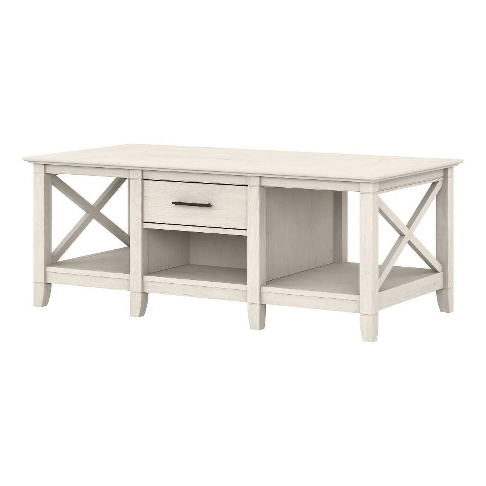 Bowery Hill Mid-Century Engineered Wood Coffee Table with Storage in White