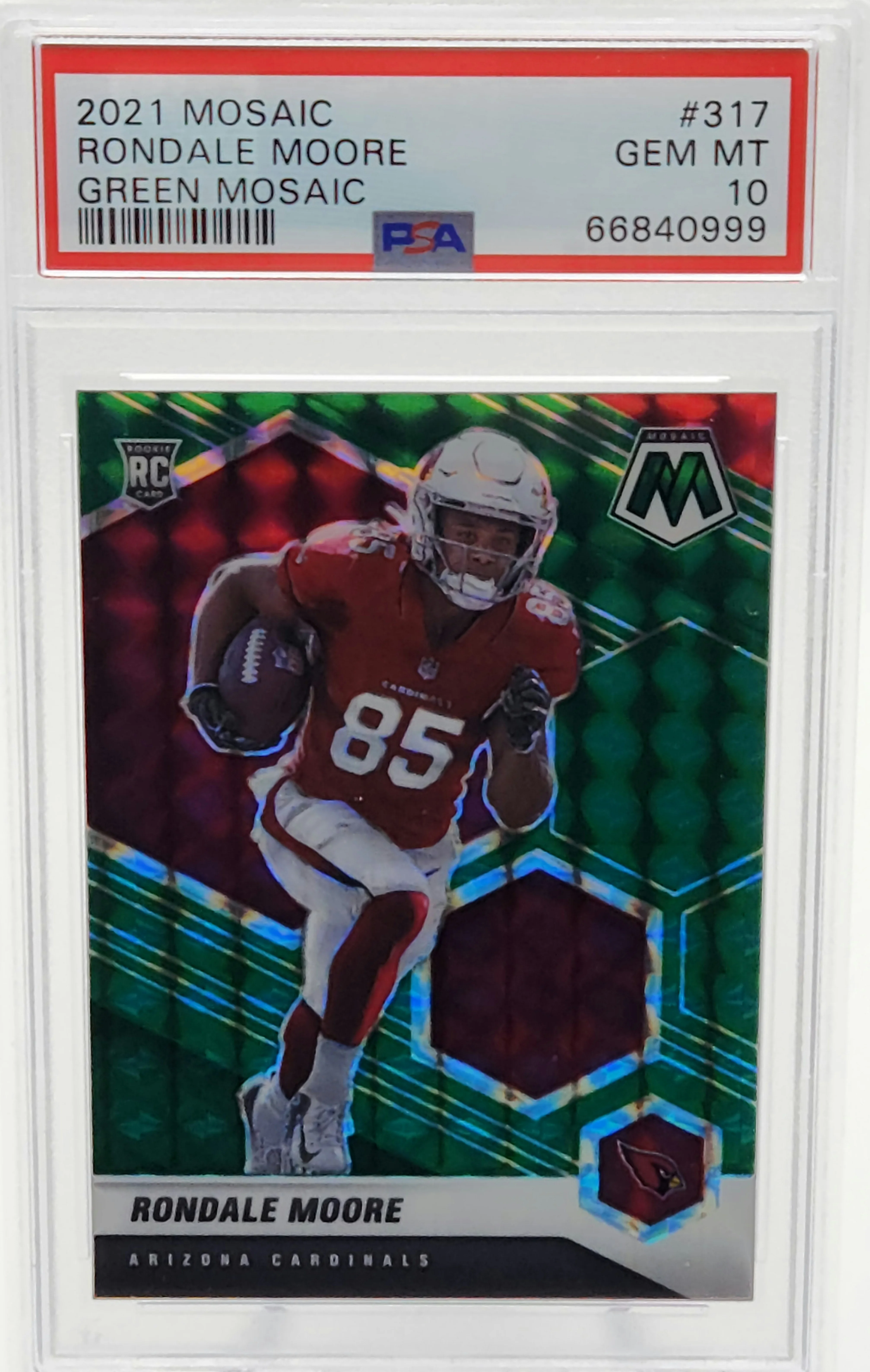 Rondale Moore Cardinals 2021 Panini Mosaic Green Prizm Rookie Card #317 PSA 10
