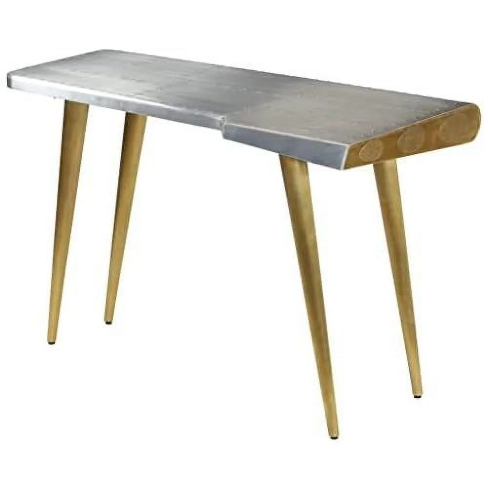 writing desk, vintage computer desk with steel legs, home office desk, living room study table workstation, industrial modern