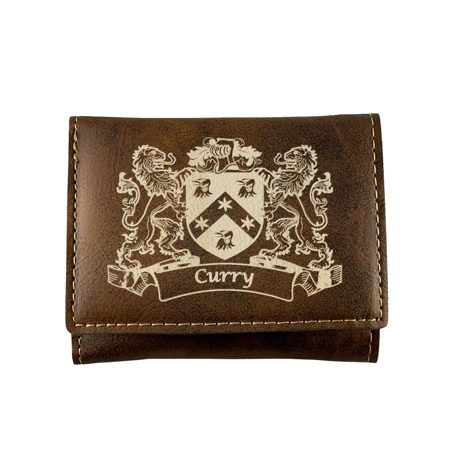 Curry Irish Coat of Arms Rustic Leather Wallet