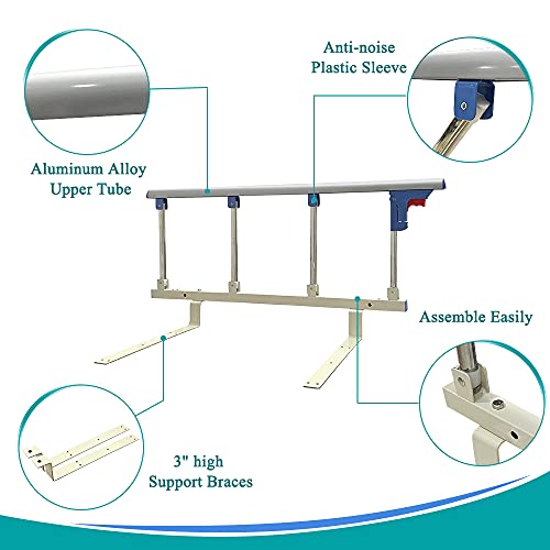 Bed Rails for Elderly Adults Rail Assist for Seniors Safety Bed Cane Guard Railing Bedrail Bar Collapsible Bed Side Grab Rail for Geriatric Handicap Handle Prevent Falling(37
