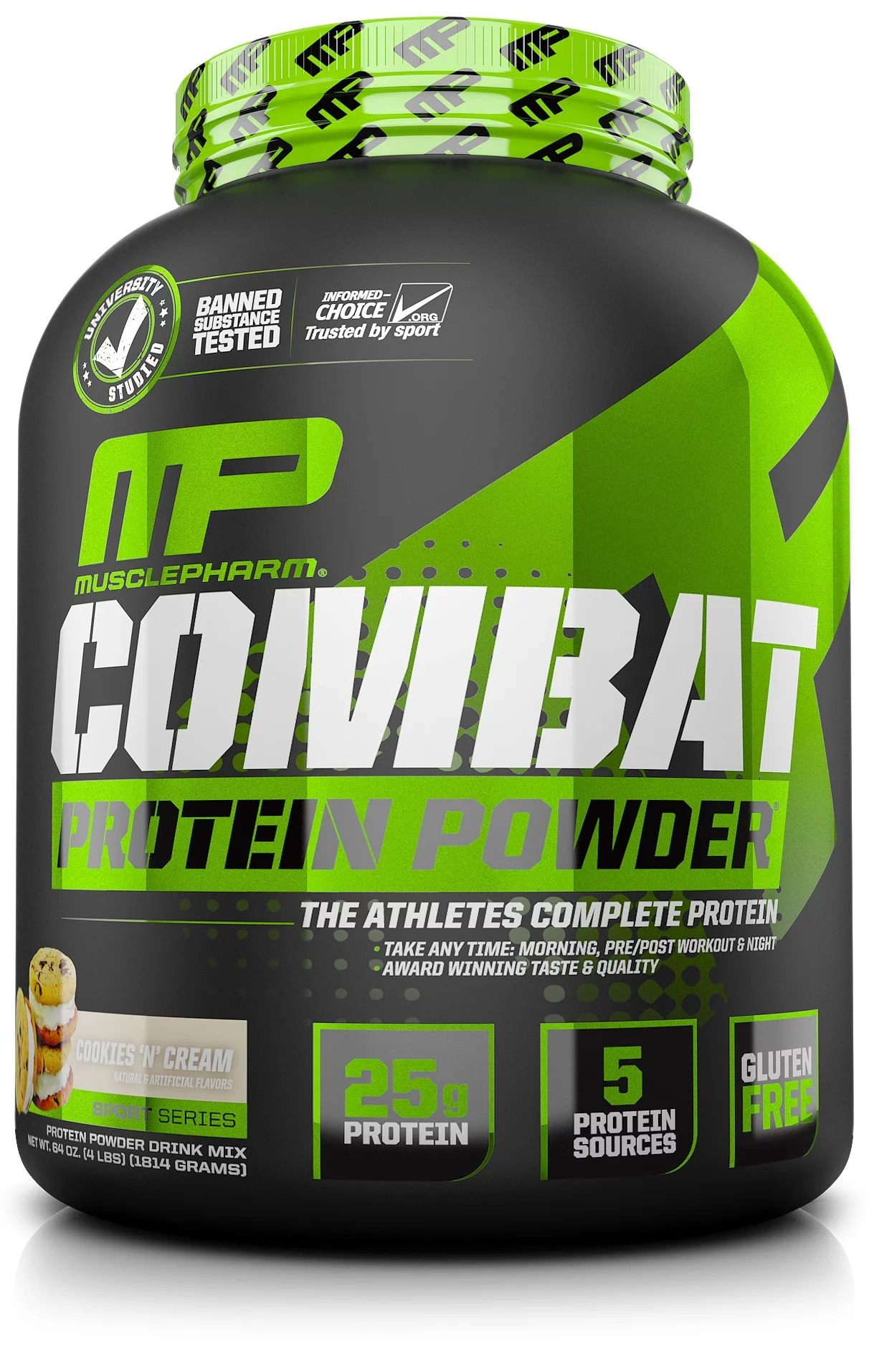 MusclePharm Combat Protein Powder, Cookies & Cream, 25g Protein, 4 Lb