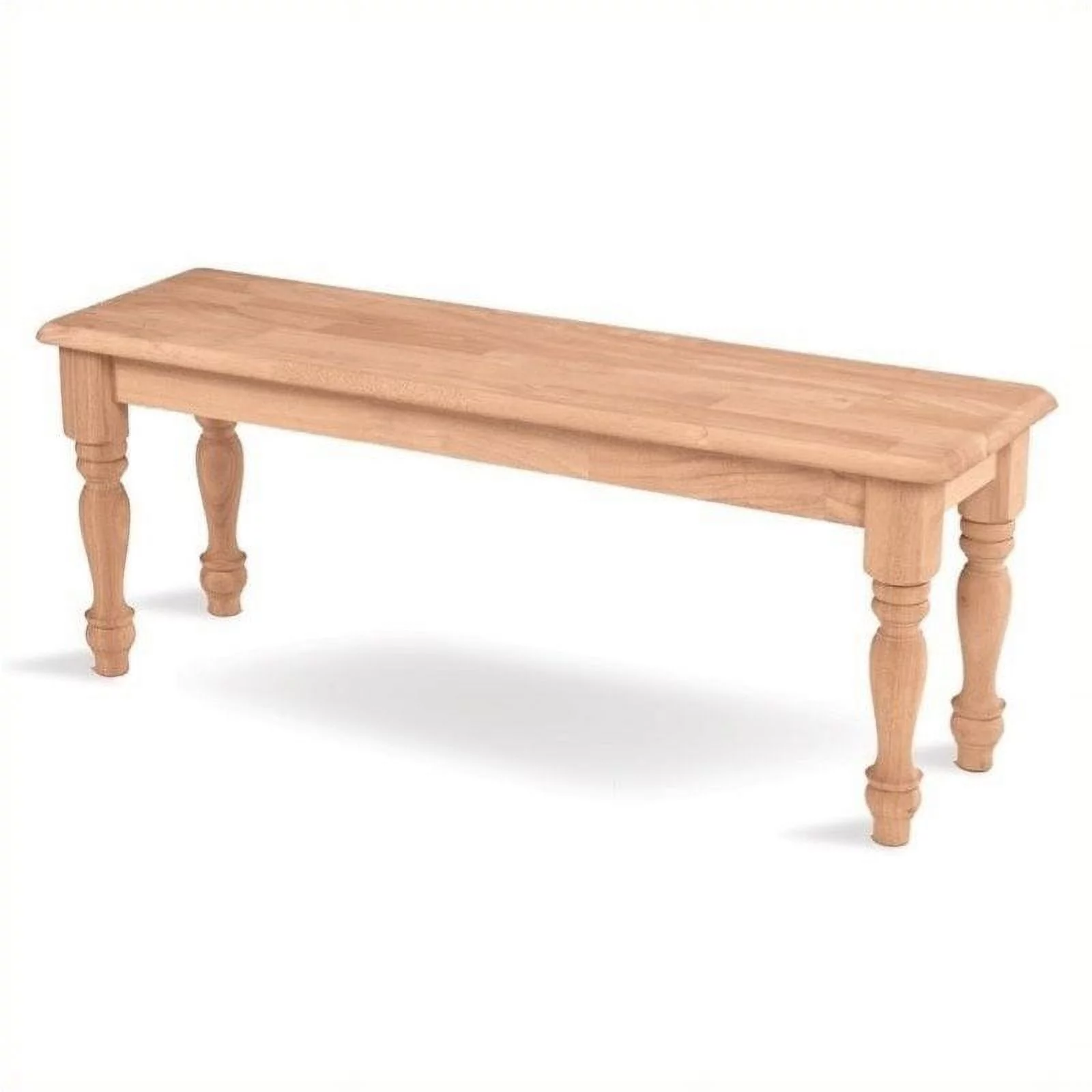 Pemberly Row Rustic Unfinished Wood Farmhouse Bench, Parawood, Easy to Assemble