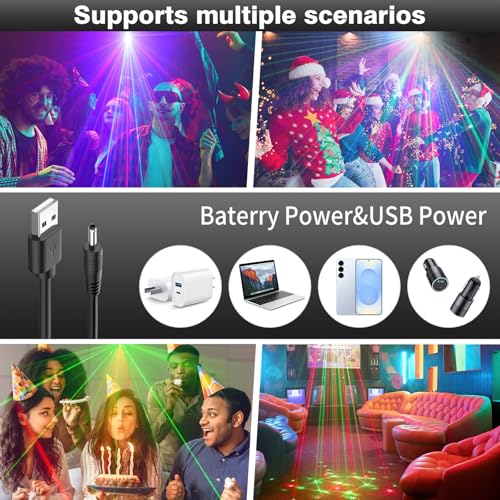 DJ Laser Party Lights, RGB LED Disco Light, Sound Activated Projector Strobe Light with Remote Control for Christmas Halloween Decorations Karaoke Birthday Dance Wedding Stage Show