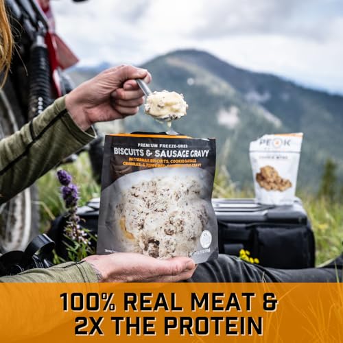 Peak Refuel Biscuits and Gravy | Premium Freeze Dried Camping Food | Backpacking & Hiking MRE Meals | Just Add Water | 100% Real Meat | 34g of Protein | 2 Serving Pouch (2 Serving Pouch)