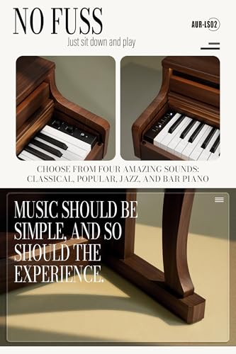 AKLOT Upright Digital Piano Keyboard: 88-Key Graded Hammer Action Weighted Keyboard with Ambient Light, Triple Pedal, USB-MIDI, Dual 25W Speakers, Beginner Lesson Book, Headphones, Stickers, AUR-LS02