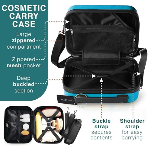 22 Inch Carry On Luggage 22x14x9 Airline Approved, Carry On Suitcase with Wheels, Hard-shell Carry-on Luggage, Durable Luggage Carry-On, Black Small Suitcase with Cosmetic Case