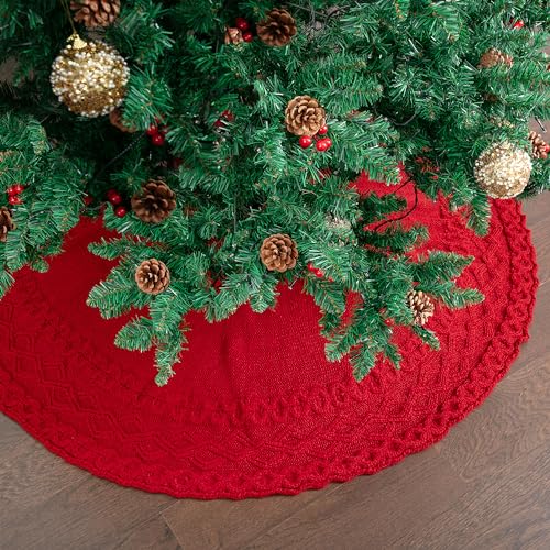 Mr. Pen- Christmas Tree Skirt 48 inches, Knitted Christmas Skirt Tree, Xmas Tree Skirt