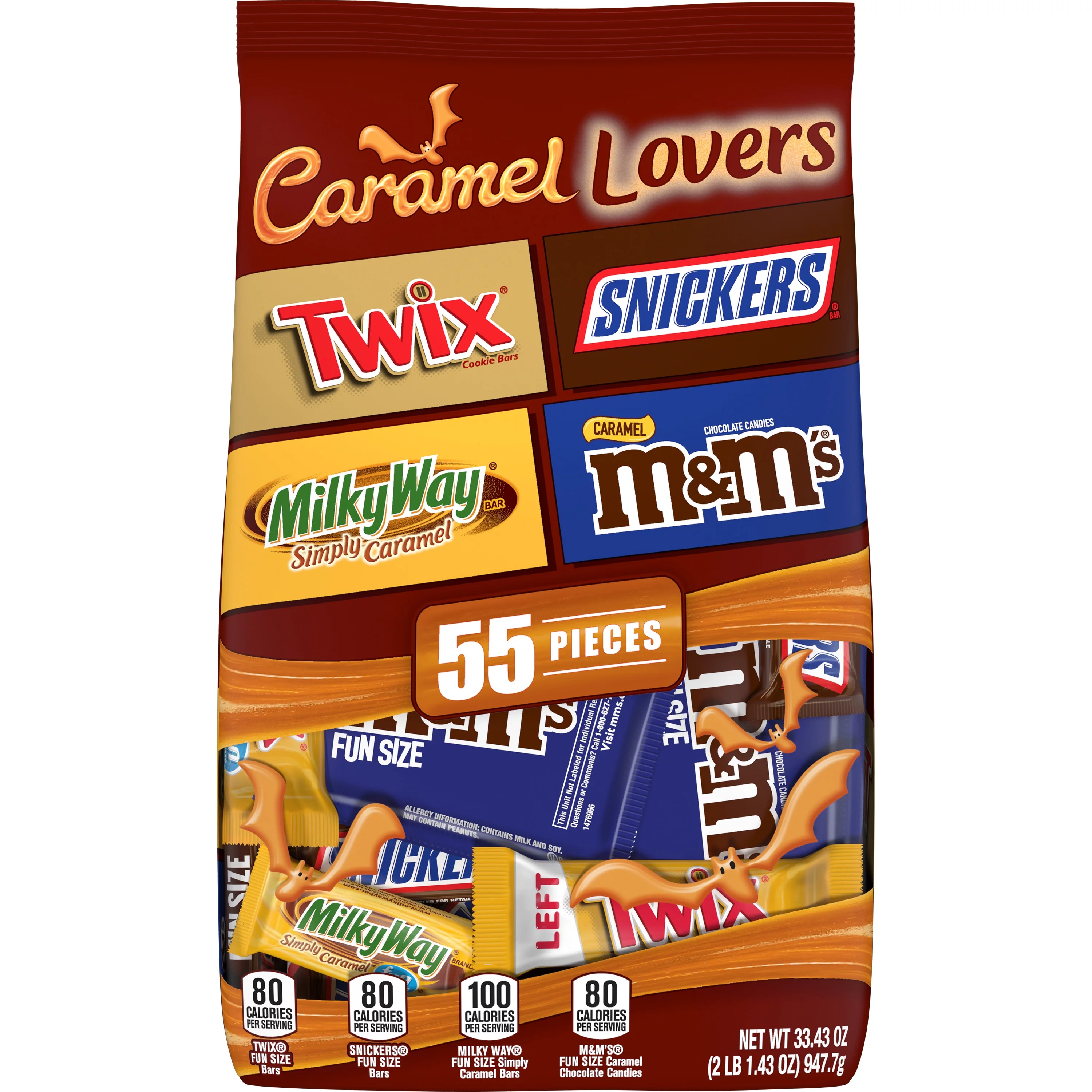 Snickers, M&M's, Twix & Milky Way Halloween Candy Variety Pack - 55 Ct