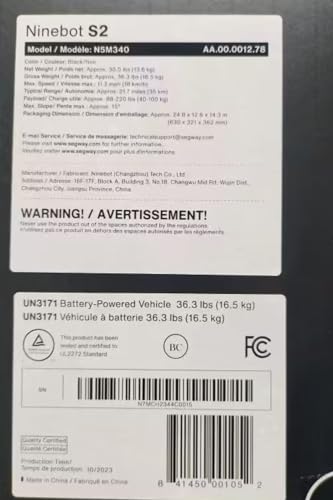Segway Ninebot S2 Electric Self-balancing Scooter, 11.2mph Top Speed, 21.7 Miles Range w/Adjustable Height, Hoverboard UL-2271 2272 Certified