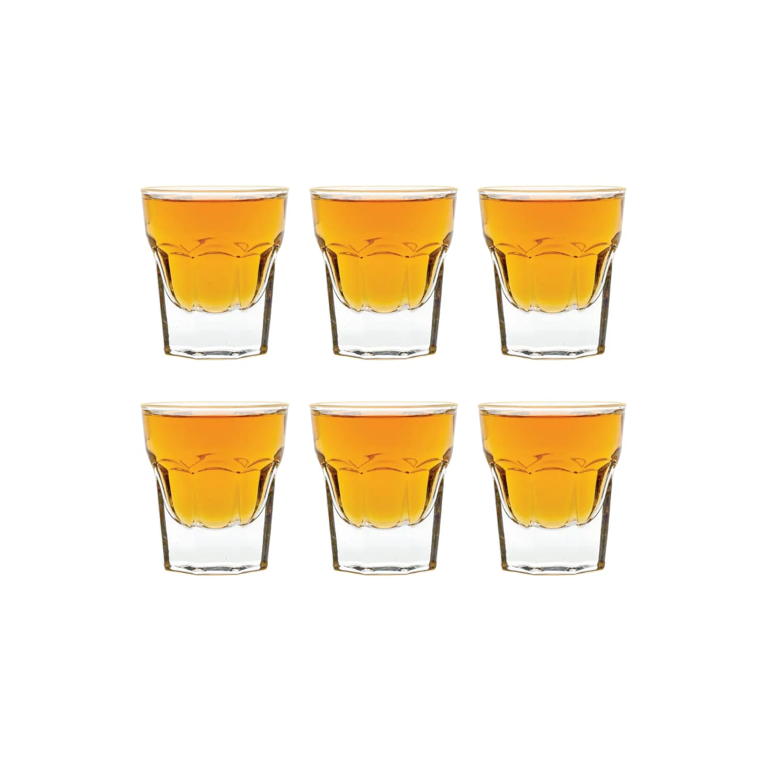 Vikko 1 Ounce Shot Glasses: Set of 6 Small Liquor and Spirit Glasses - Durable Tequila Bar Glasses For Alcohol and Espresso Shots - 6 Piece Mini Shooter Glass Set (Maracco)