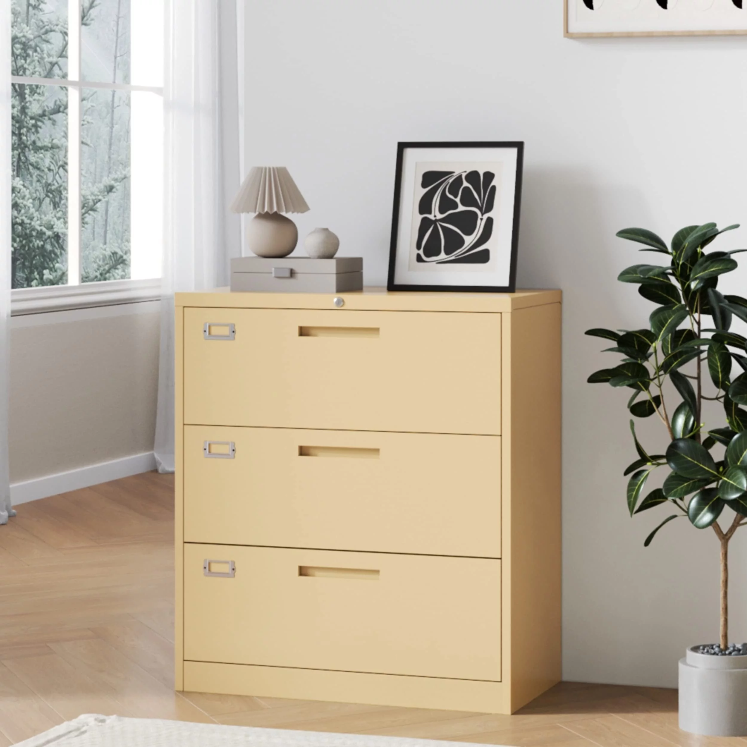 clarencehomeinc Lateral file cabinet 3 drawers Black