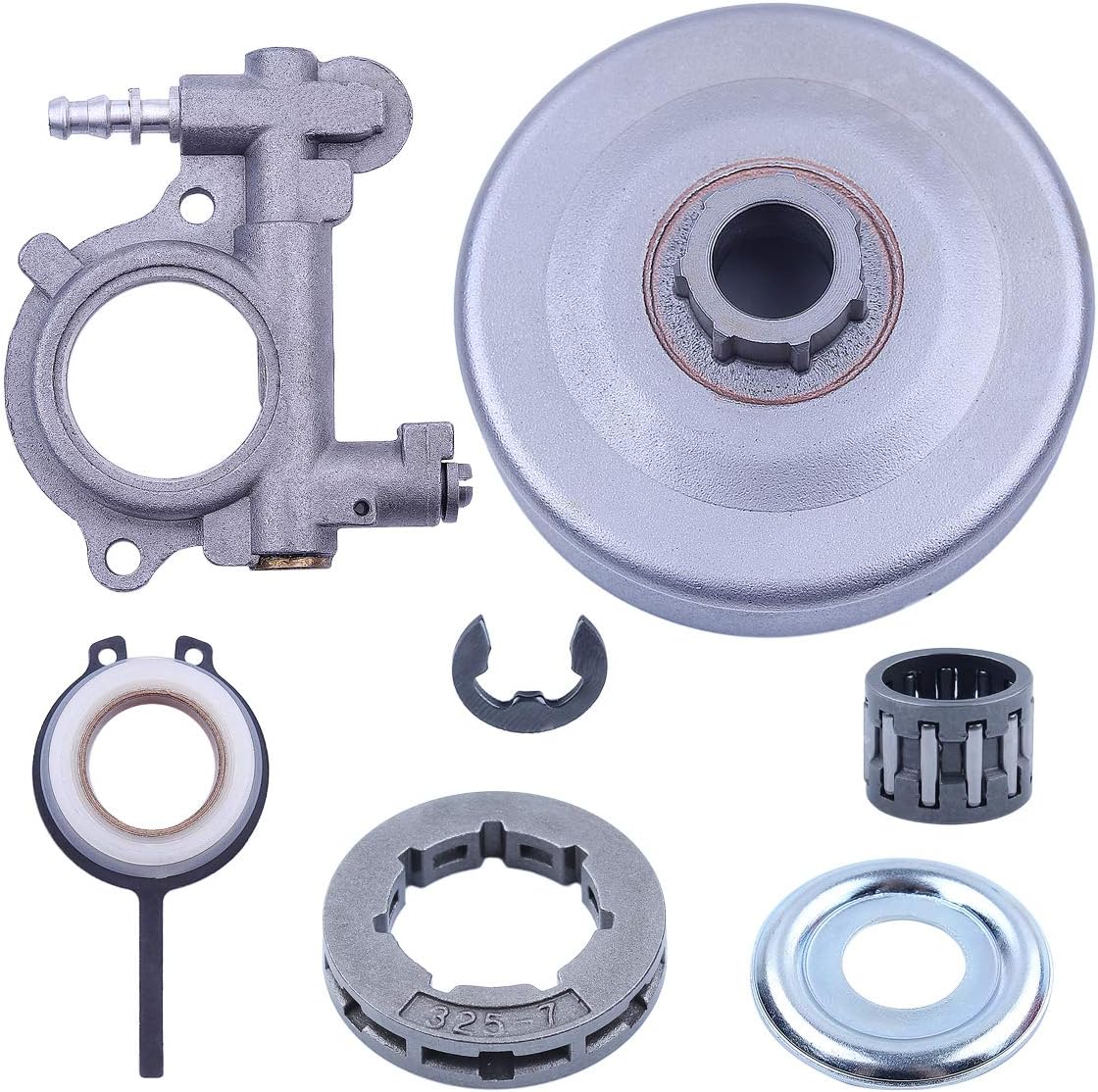 Adefol Cylinder Head Engine Motorcycle Parts Oil Pump Sprocket Clutch Drum Rim Kit for Stihl 026 MS260 Chainsaw Replace Parts .325-7T 19mm Worm Gear
