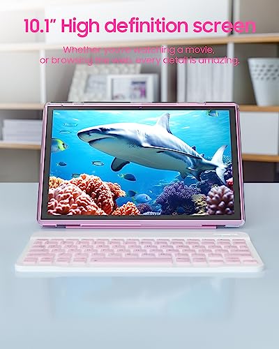 ATOZEE 10 in Tablet 2 in 1 Android 14 Tablets with Keyboard 10 inch Tabletas, Include Mouse Stylus Pen Case, 6000mAh 6GB+32GB ROM 1TB Expandable Tableta, 2MP+8MP Dual Camera, WiFi-6 BT Tablet PC.