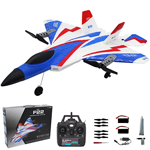 RC Plane 4 Channel Remote Control Airplane - F-22 RC Airplane for Beginners Adult with Xpilot Stabilization System & Aerobatic, Two Batteries - Remote Control Plane Gift for Kids