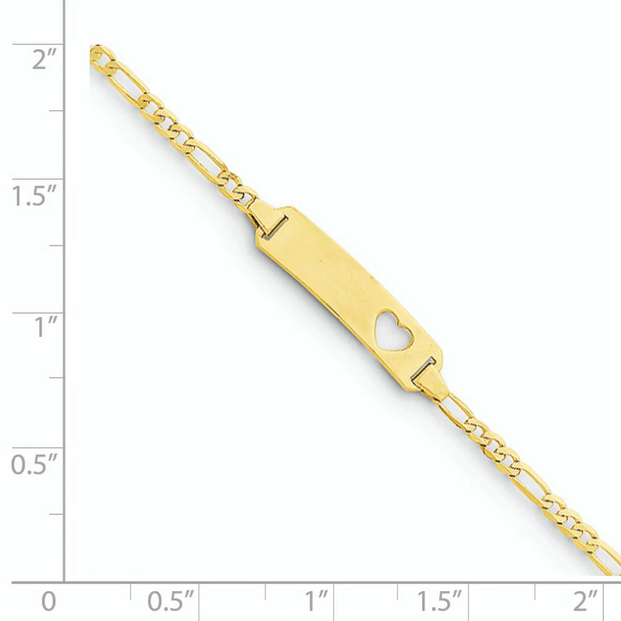 Primal Gold 14 Karat Yellow Gold Cut-out Heart Figaro Link ID Bracelet