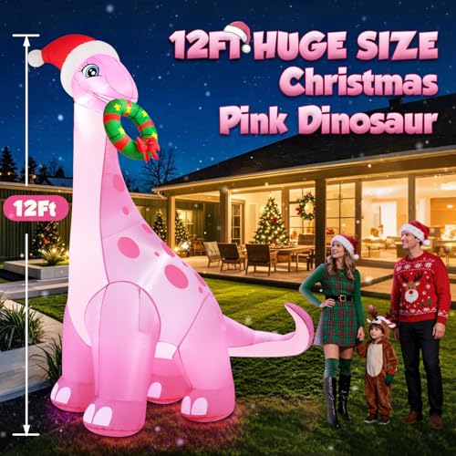 12FT Giant Christmas Inflatables Decorations Snowman Built-in Music & 360° Rotation 3-Color LED Lights, Huge Christmas Blow Up Yard Decoration Outdoor for Xmas Garden New Year