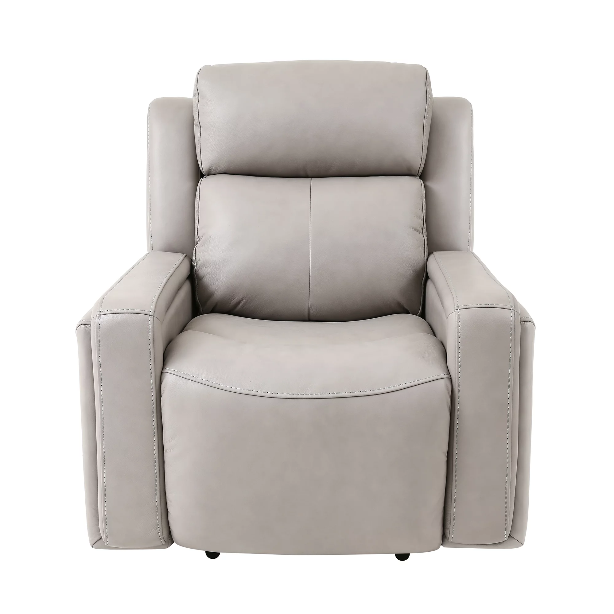 Claude Dual Power Headrest and Lumbar Support Recliner Chair in Light Grey Genuine Leather