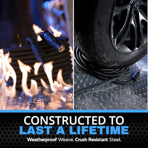 HYDROSTEEL 100 Ft Metal Garden Hose with Sprayer Nozzle, Indestructible 3-Layer Stainless Steel Heavy Duty Water Hose 100 Ft x 5/8 in. Kink Free Design Will Not Kink, Flexible, NON Expandable, 500 PSI