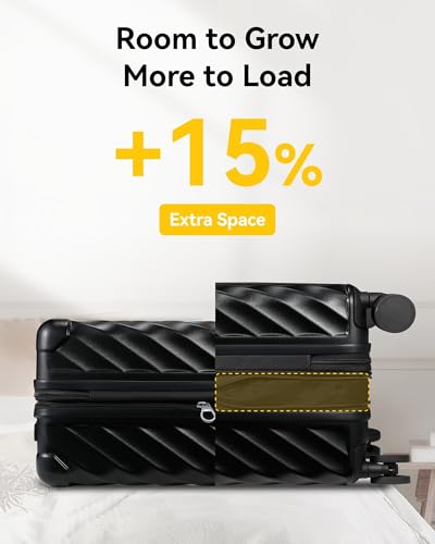 LUGGEX Luggage with Spinner Wheels, Polycarbonate Expandable Hard Shell Suitcase, Carry On 20 Inch, Charcoal Metallic