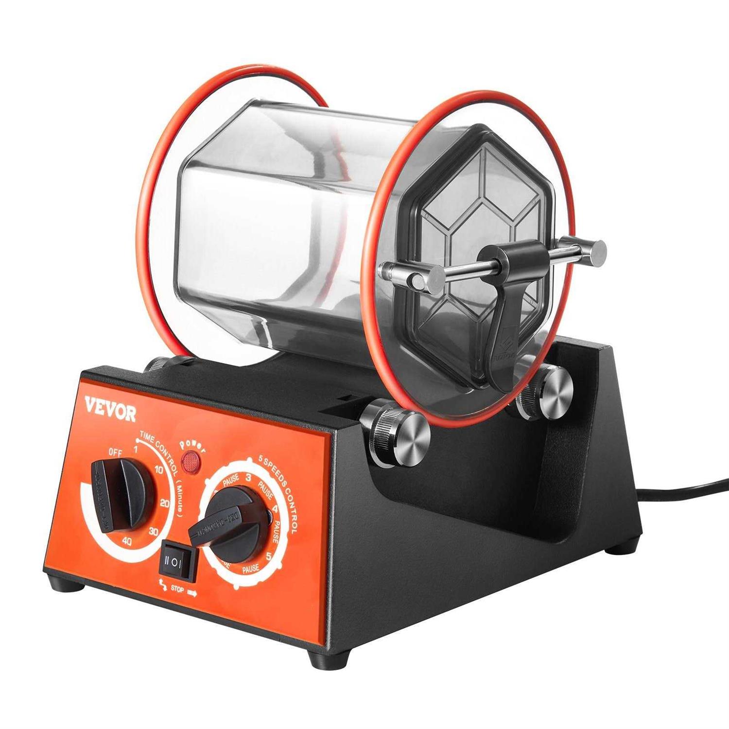 VEVOR Jewelry Polisher Tumbler 6.6lbs/3kg Capacity Mini Rotary Tumbler Machine with 0-60 Minutes Timer