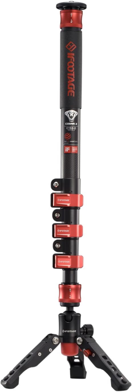 IFOOTAGE Monopod for Cameras, 59 Carbon Fiber Video Monopod with Feet, Compatible for DSLR Cameras and Camcorders