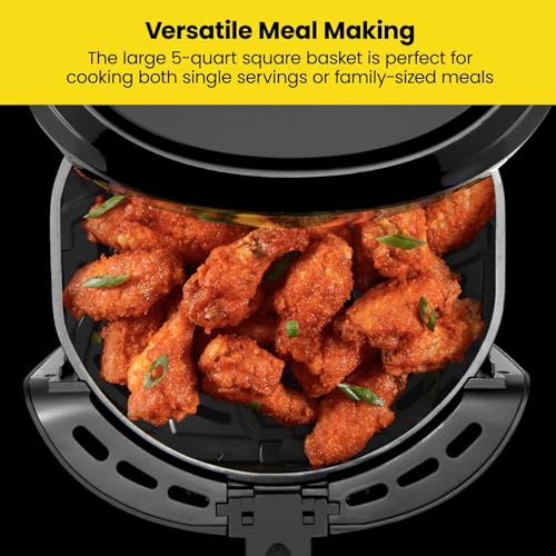 CHEFMAN 6 Quart Dual Basket Air Fryer Oven with Easy View Windows, Sync Finish, Hi-Fry, Auto Shutoff, 2 Independent 3Qt Nonstick Dishwasher Safe Frying Baskets, Digital Double Air Fryer - Black