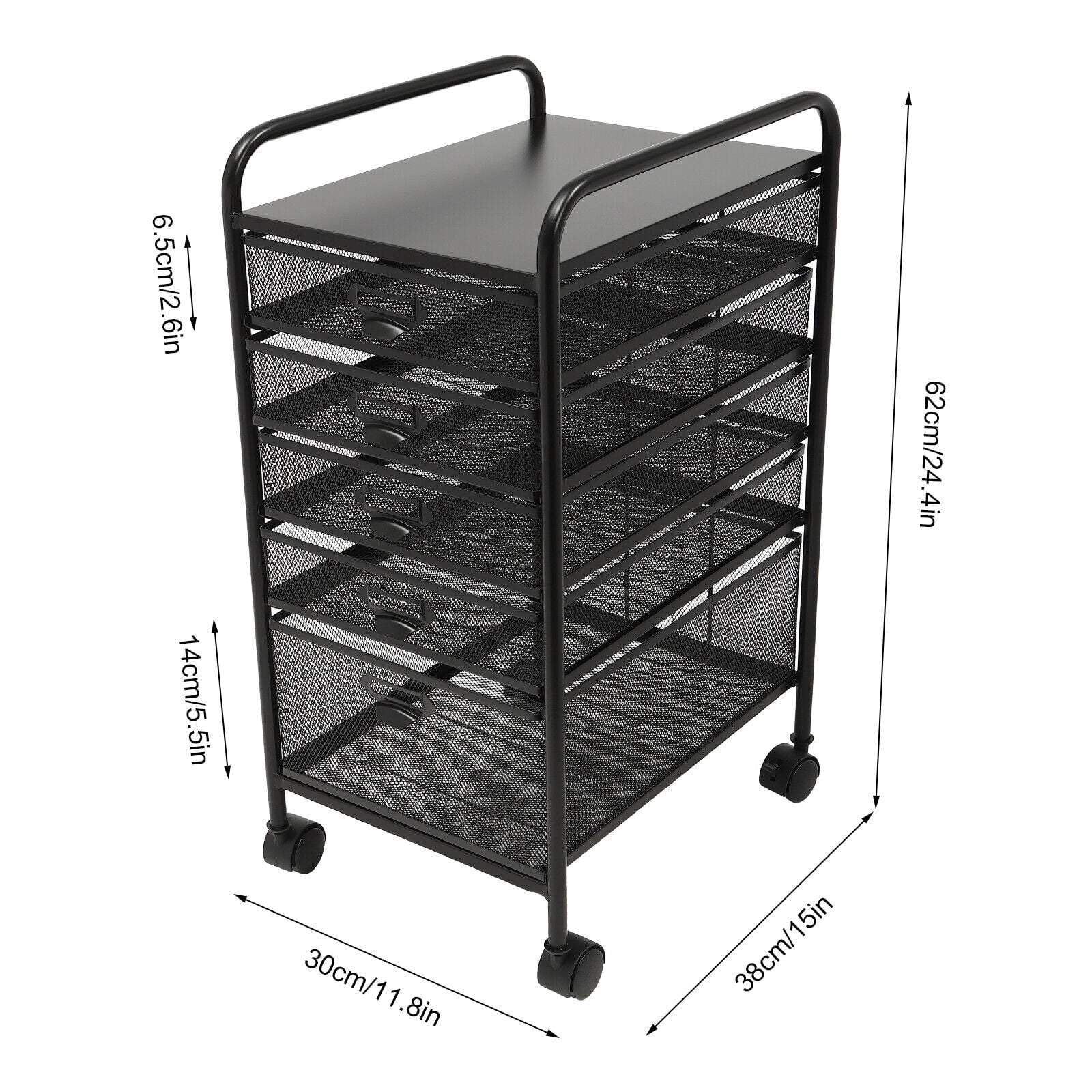 ZhdnBhnos Metal Filing Cabinet 5 Drawers Rolling File Storage Cart Craft Organizer with Wheels for Makeup, Kitchen, Utilities, Office Supplies, and Tools