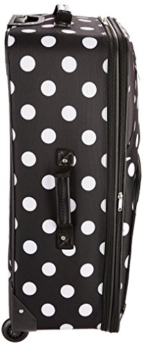 Rockland Vara Softside 3-Piece Upright Luggage Set, Expandable,Black dot, (20/22/28)