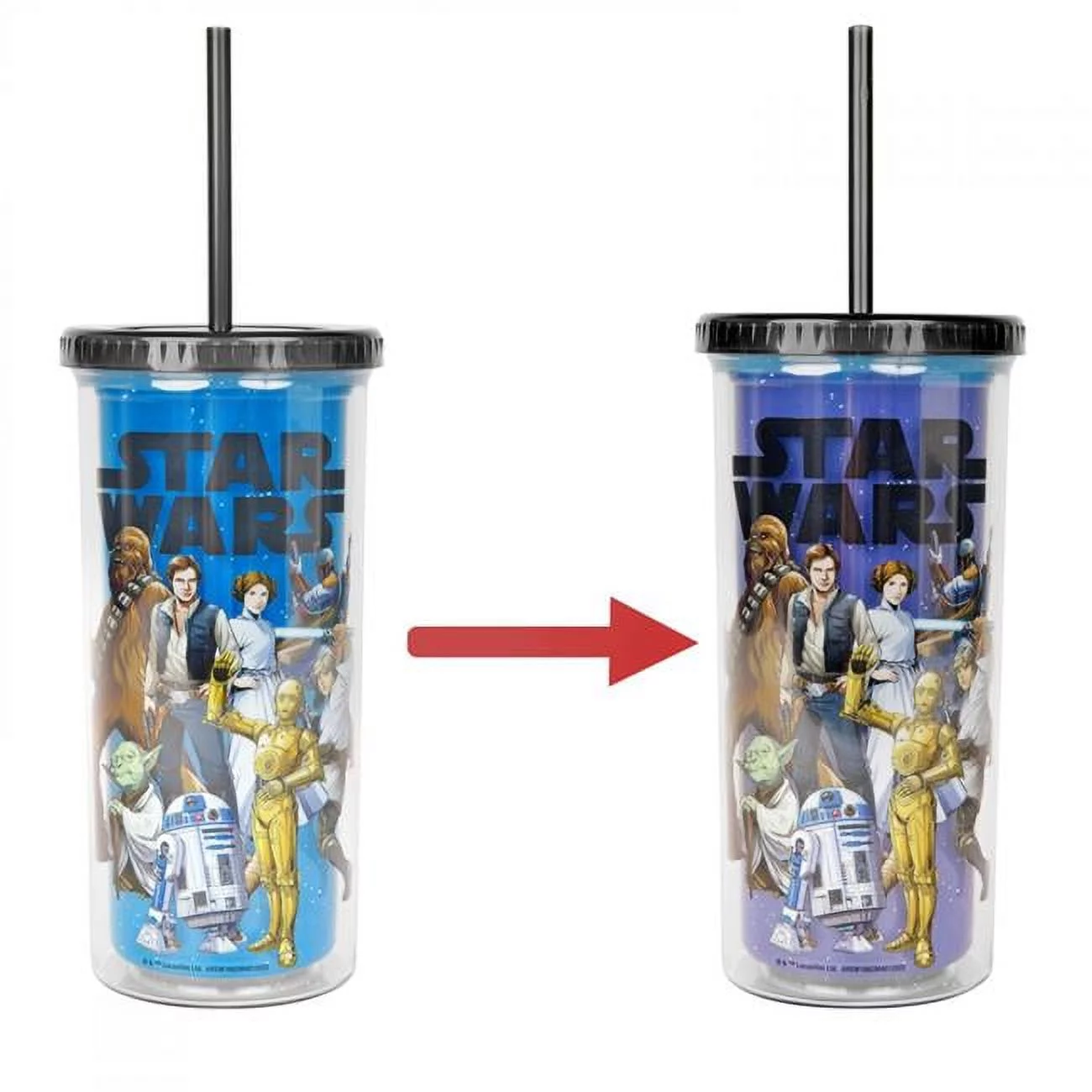 Star Wars 856863 Star Wars Group Shot Color Changing Tumbler with Lid & Straw