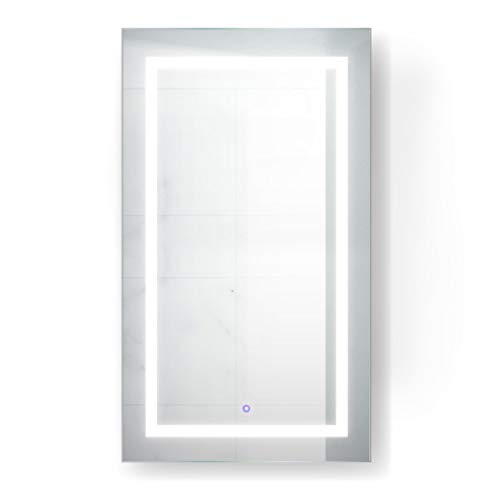 Krugg LED Medicine Cabinet 24 Inch X 36 Inch | Recessed or Surface Mount Mirror Cabinet w/Dimmer & Defogger + 3X Makeup Mirror Inside & Outlet + USB - Left Side