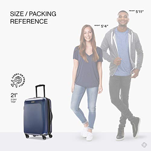 American Tourister Moonlight Hardside Expandable Luggage with Spinner Wheels, Blue Terazzo, 2-Piece Set (20/28)