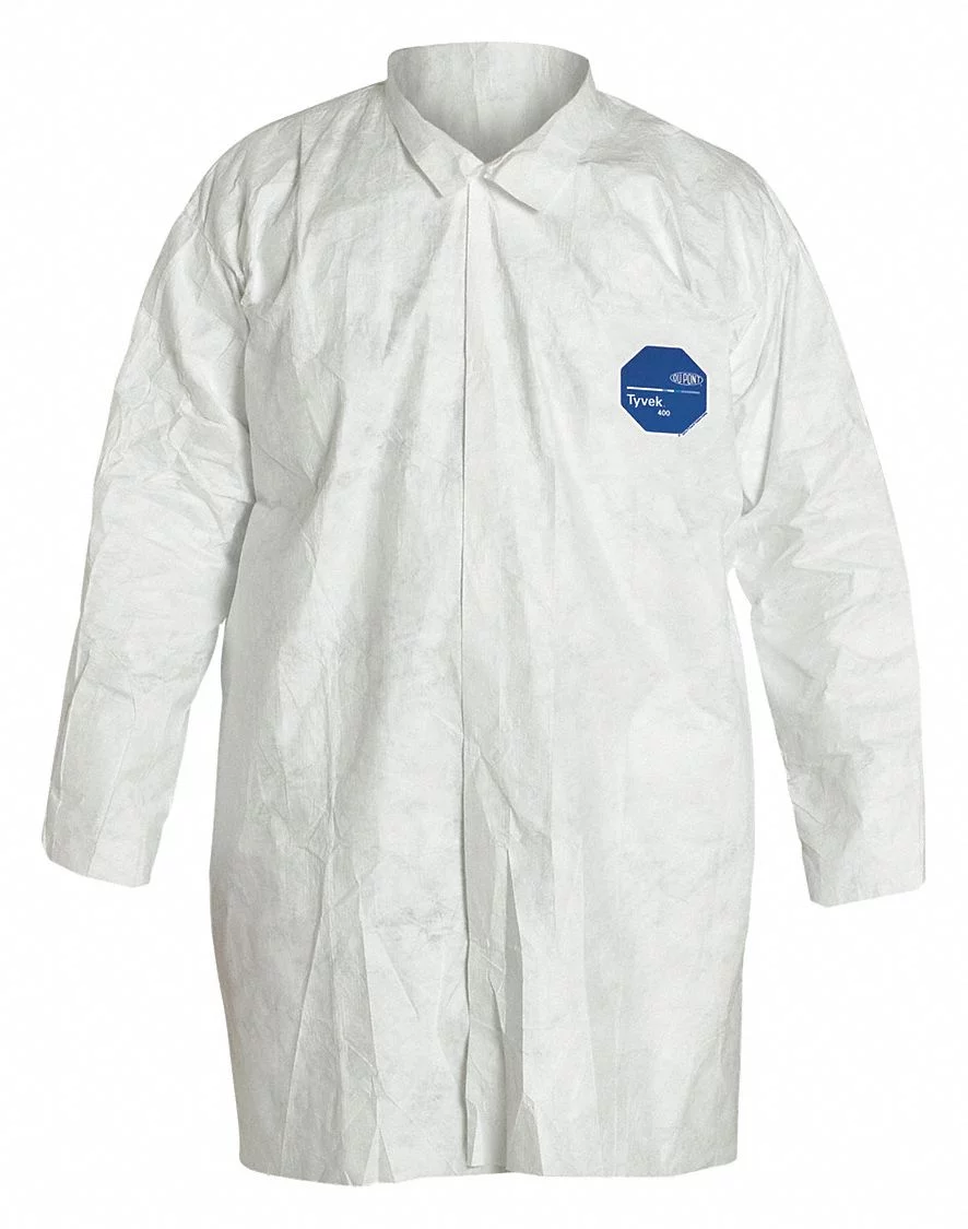 Dupont Lab Coat,White,Snaps,L,PK30  TY210SWHLG003000