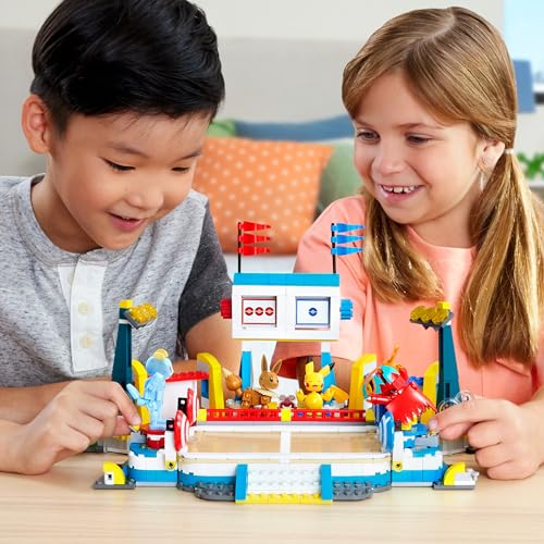MEGA Pokémon Building Toys Set Training Stadium with 1101 Pieces, 5 Poseable Characters and Battle Play, for Kids